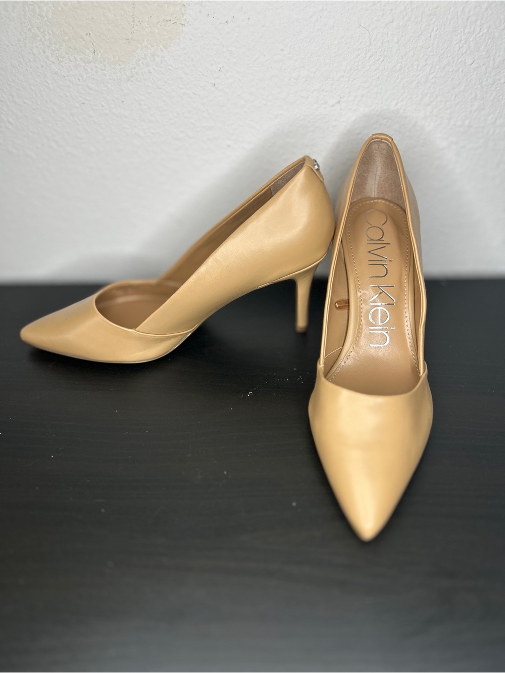 Calvin Klein Beige Pointed-Toe Stiletto Pumps